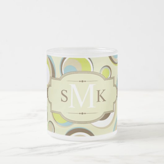 1970's Retro Circle Frosted Glass Coffee Mok Cup (Center)