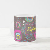 1970's Retro Circle Frosted Glass Coffee Mok Cup (Voorkant links)