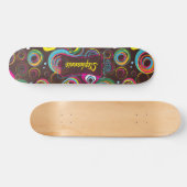 1970's Retro Circle Kleurrijke Old School Skateboa Skateboard (Horizontaal)