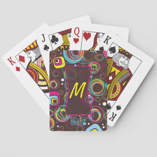 1970's Retro Circle Monogram Initiaal Card Deck Speelkaarten (Achterkant)