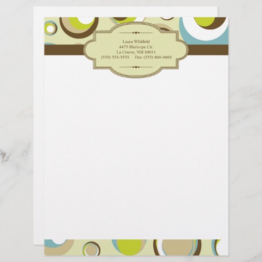 1970's Retro Circle Pattern Letterhead Stationery Briefhoofd (Voorkant / Achterkant)