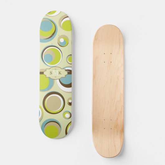 1970's Retro Circle Pattern Old School Skateboard (Voorkant)