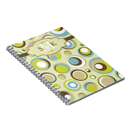 1970's Retro Circle Pattern Print Spiral Notitiebo Notitieboek (Rechterzijde)