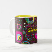 1970's Retro Circle Square 1950 Coffee Mok Cup (Voorkant links)