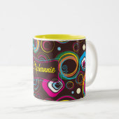 1970's Retro Circle Square 1950 Coffee Mok Cup (Voorkant rechts)