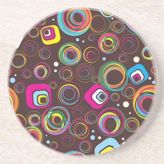 1970's Retro Circle Square 1950 Groovy Onderzetter (Voorkant)