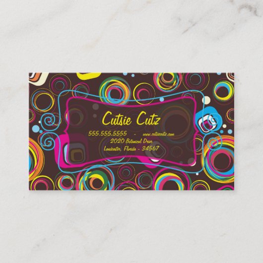 1970's Retro Circle Square 1950 Visitekaartjes (Voorkant)