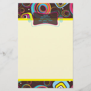1970's Retro Circle Square Letterhead Stationery Briefpapier