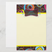1970's Retro Circle Square Letterhead Stationery Briefpapier (Voorkant / Achterkant)