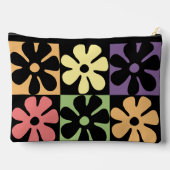 1970s Retro Daisies Multicolor Cosmetic Bag Etui (Achterkant)