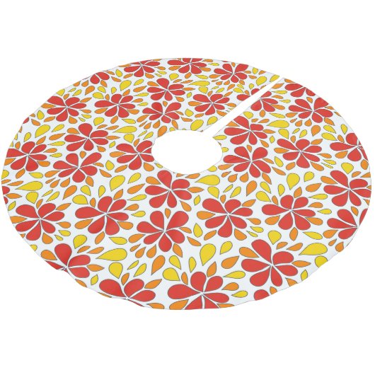 1970s Retro Funky Flower Pattern Rood Sinaasappel Kerstboom Rok (Gekanteld)