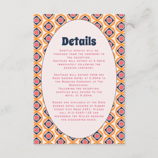 1970s Retro Groovy Pastel Informatiekaartje (Voorkant)