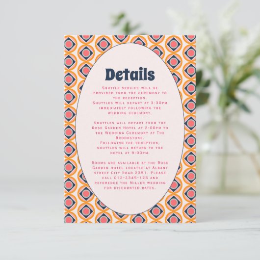 1970s Retro Groovy Pastel Informatiekaartje (Staand voorkant)