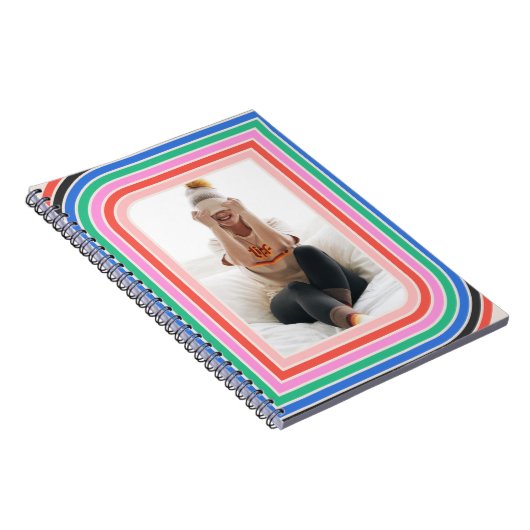 1970s Retro Stripe  Foto Notitieboek (Rechterzijde)