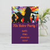 1970s retro thema dans party kaart (Staand voorkant)