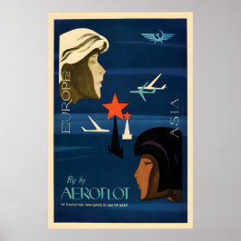 1970s Sovjet-reisposter voor luchtvervoer Europa n Poster
