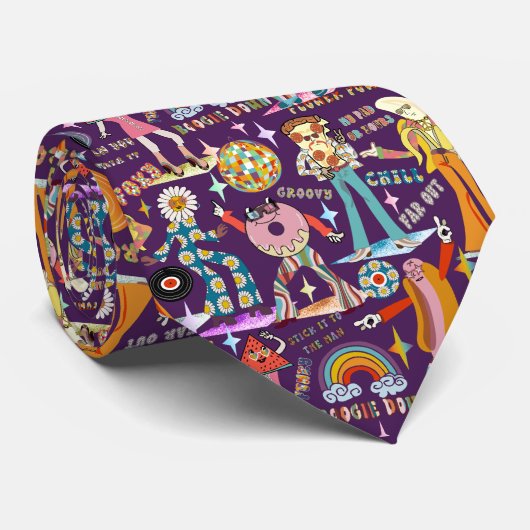 1970s Sticker Disco Neck Tie Stropdas (Opgerold)