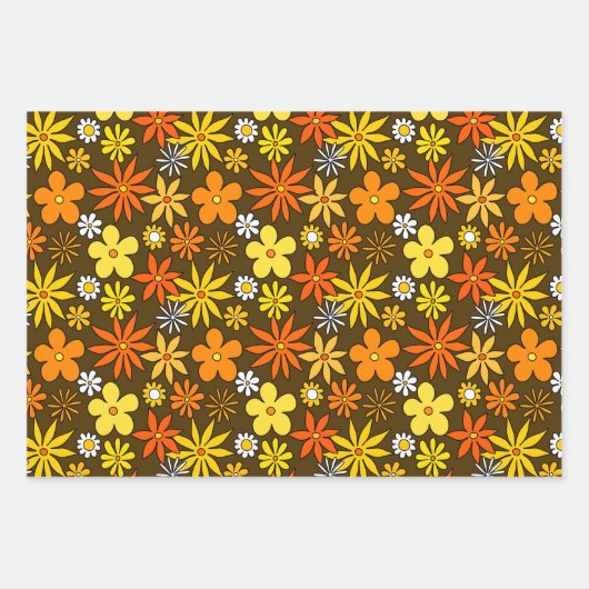 1970s Style Floral Pattern Wrapping Paper Set (Voorkant 2)