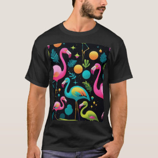 1970's Style Groovy Abstracte Flamingo's T-shirt