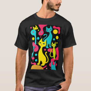 1970's Style Groovy Abstracte katten T-shirt