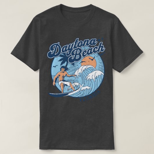 1970s  Surfen Daytona Beach Florida Retro T-shirt (Design voorkant)