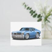 1971-1972 Chevelle Lt Blue Car Briefkaart (Staand voorkant)