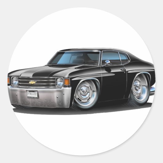 1971-72 Chevelle Black Car Ronde Sticker (Voorkant)