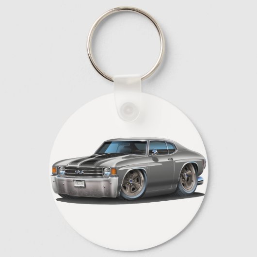 1971-72 Chevelle Grey-Black Car Sleutelhanger (Voorkant)