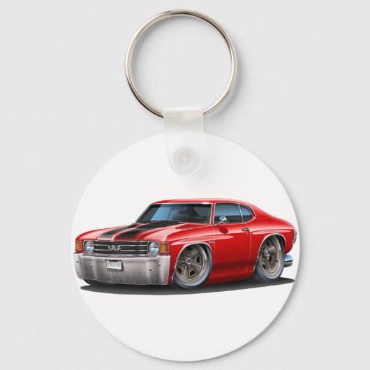 1971-72 Chevelle Red-Black Car Sleutelhanger (Voorkant)