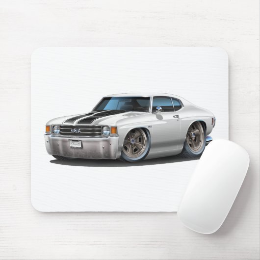 1971-72 Chevelle White-Black Car Muismat (Met muis)