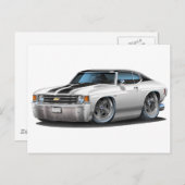 1971-72 Chevelle White-Black Top Car Briefkaart (Voorkant / Achterkant)