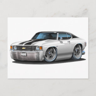1971-72 Chevelle White-Black Top Car Briefkaart