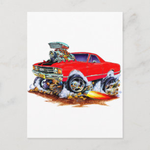 1971-72 El Camino Red-Black 4x4 Monster Truck Briefkaart