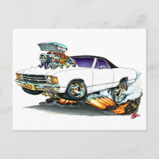 1971-72 El Camino White-Black Truck Briefkaart (Voorkant)