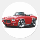 1971-72 GTO Red Convertible Ronde Sticker (Voorkant)