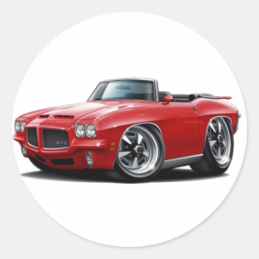 1971-72 GTO Red Convertible Ronde Sticker (Voorkant)