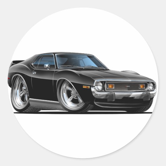 1971-72 Javelin Black Car Ronde Sticker (Voorkant)