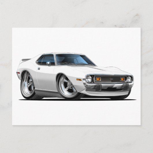 1971-72 Javelin White Car Briefkaart (Voorkant)