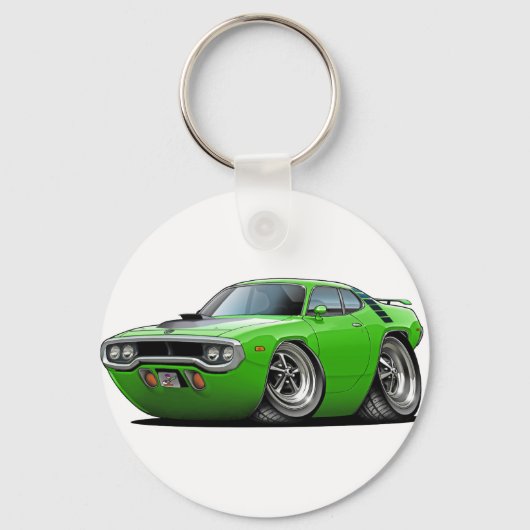 1971-72 Roadrunner Limoen-zwarte auto Sleutelhanger (Voorkant)