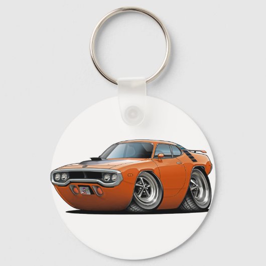 1971-72 Roadrunner Oranje-zwarte auto Sleutelhanger (Voorkant)