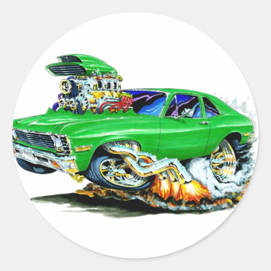 1971-74 Nova Green Car Ronde Sticker (Voorkant)