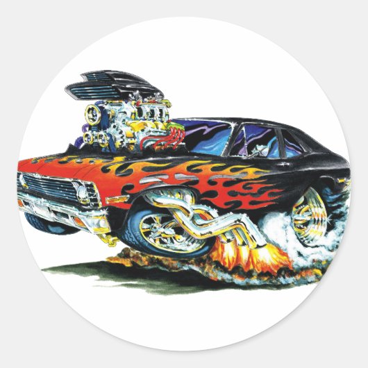 1971-74 Nova zwart-rode vlammen Ronde Sticker (Voorkant)