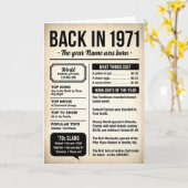 1971 Back in the Day, Fun Facts Birthday Card Kaart (Gele Bloem)