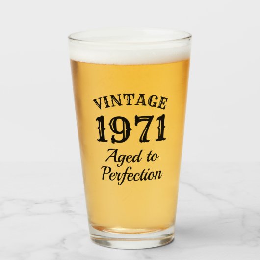 1971 bierglas cadeau voor 50ste verjaardag glas (Voorkant gevuld)