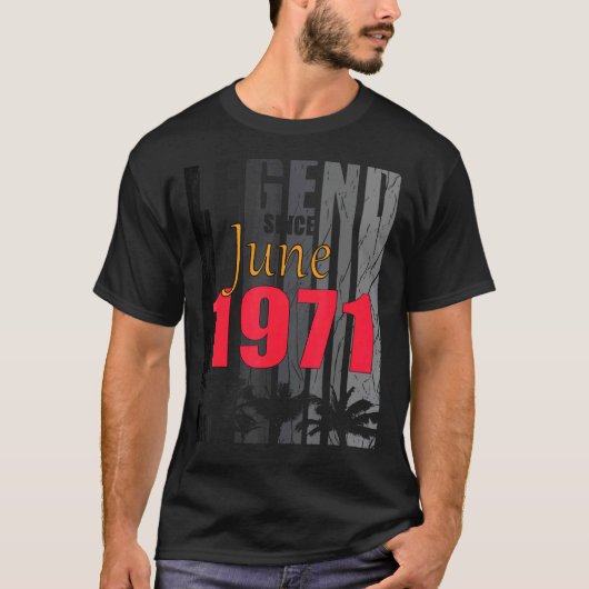 1971 Geboren in juni Gezegde geboorte T-shirt (Voorkant)
