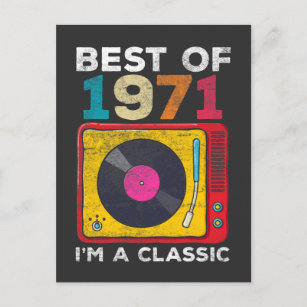 1971 Geboren op  50ste verjaardag Vinyls Classic M Briefkaart