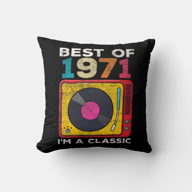 1971 Geboren op  50ste verjaardag Vinyls Classic M Kussen (Voorkant)