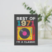 1971 Geboren Vintage 50e Verjaardag Vinyls Klassie Briefkaart (Staand voorkant)