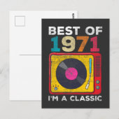 1971 Geboren Vintage 50e Verjaardag Vinyls Klassie Briefkaart (Voorkant / Achterkant)