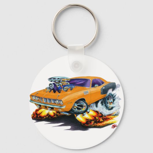 1971 Hemi Cuda Oranje auto Sleutelhanger (Voorkant)